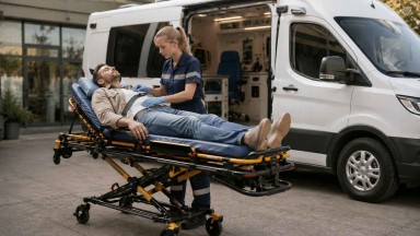Реанимобиль для перевозки больного в Романовской